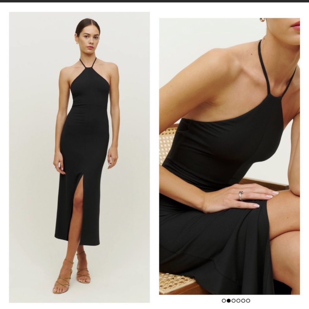 NWT REFORMATION Stetson Knit Halter Midi Dress Black Large